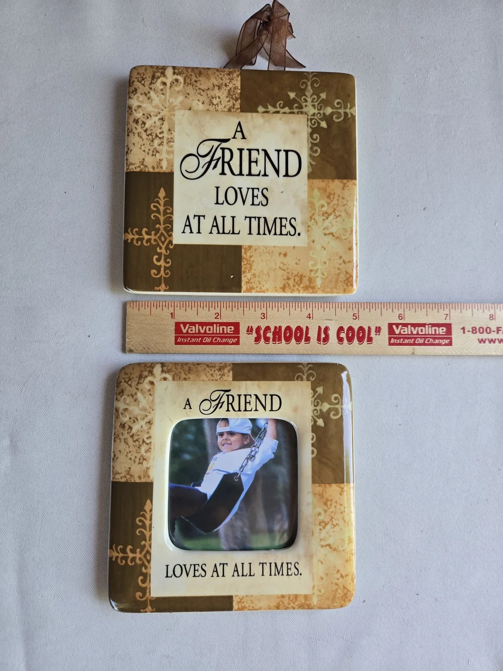 'A Friend Loves At All Times' Brown Wall Plaque and Photo Frame Set